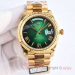 QF Clone Rolex Day-date 40 Green Ombre Dial Watch Yellow Gold 2836 Watch